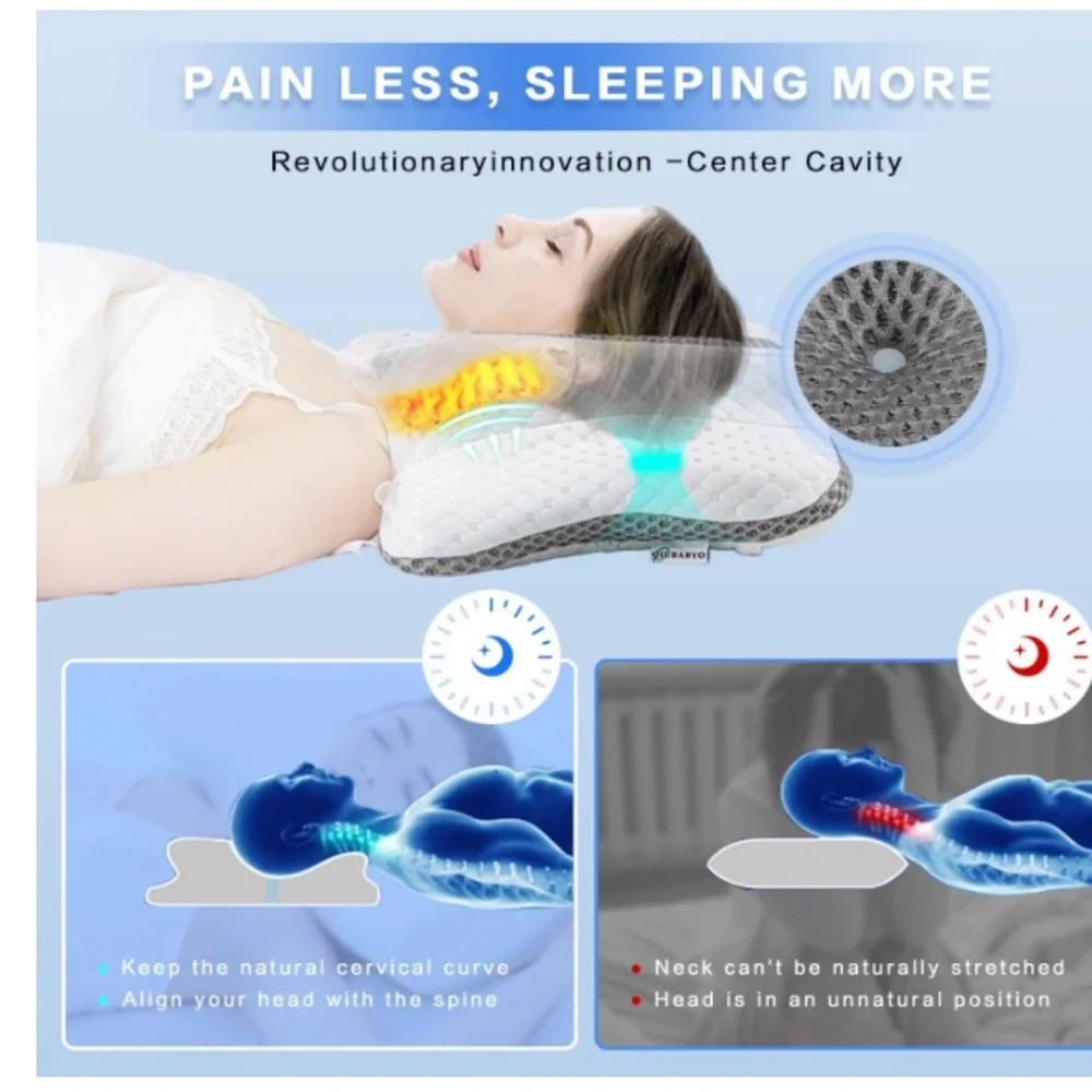 G328 Pain Relief Premium Memory Foam Cervical Pillow for Neck Support Queen Size - Picture 4 of 6